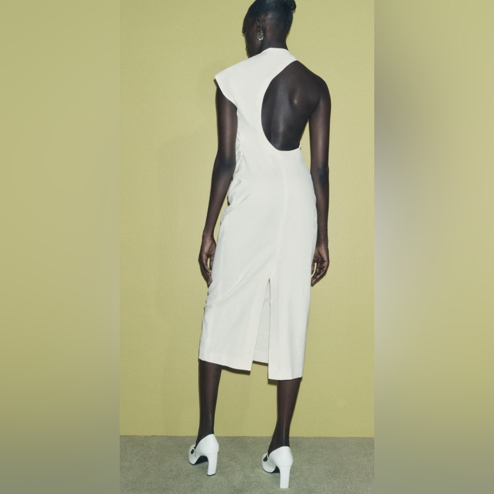 NWT ZARA LINEN BLEND KNOTTED DRESS ZW COLLECTION - Picture 6 of 12
